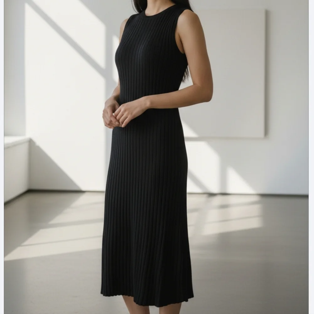 NWT A New Day Elegant Black Sleeveless Ribbed Knit Dress Size XL